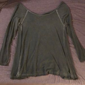 Long sleeve criss-cross back grey shirt